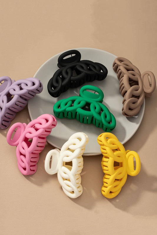 Color large hair clips with chunky linked ovals