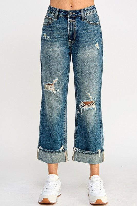 Distressed Cuffed Jeans