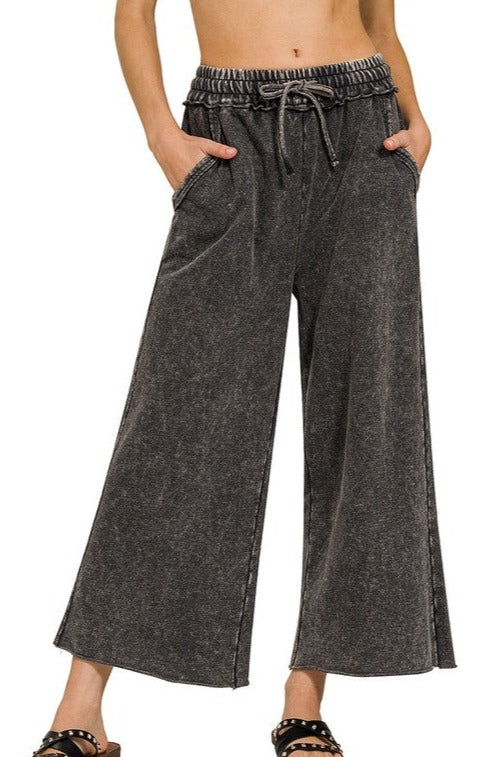 Washed Terry Palazzo Pants