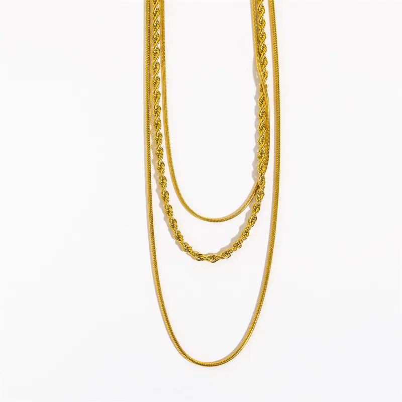 Gold Layered Simple Chain Necklace