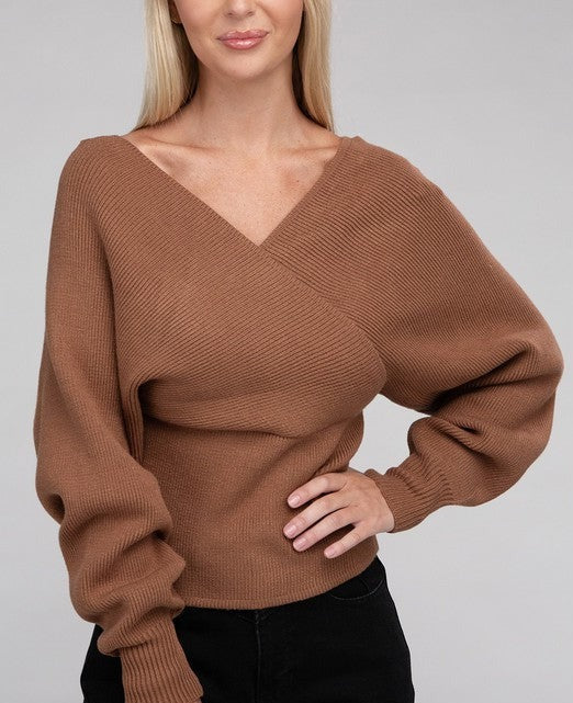 Viscose Wrap Pullover Sweater