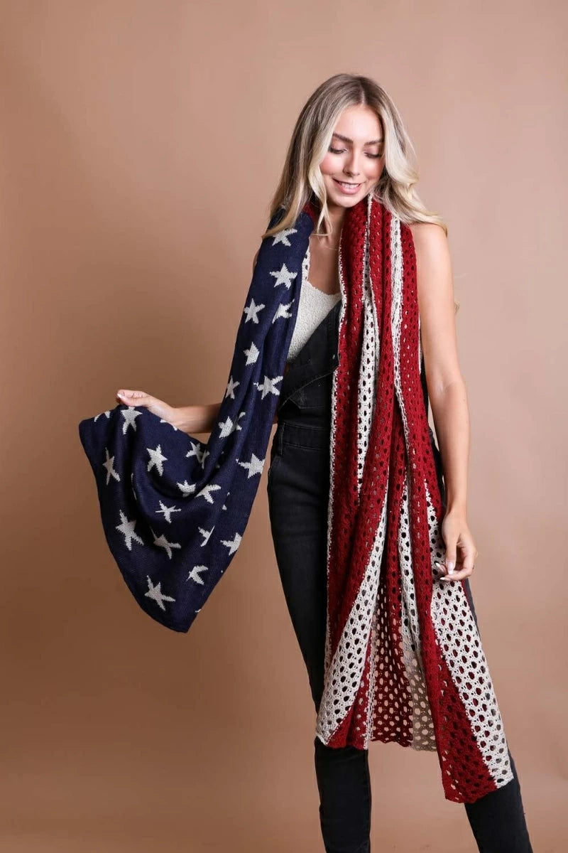 USA American Flag Knitted Scarf