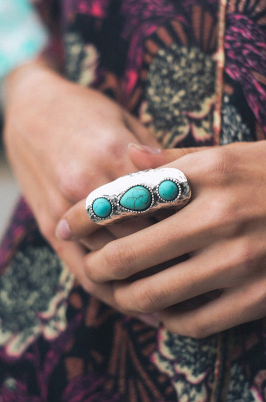 Waterfall Droplet Turquoise Stone Ring Jewelry
