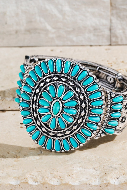 Flower Gem Stone Bracelet - Turquoise