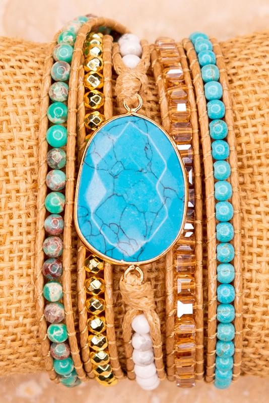 Wrap It Up Beaded Bracelet - Turquoise - Liv Rocks Energy Healing Crystals Shop, Gems + Wholesale Sage