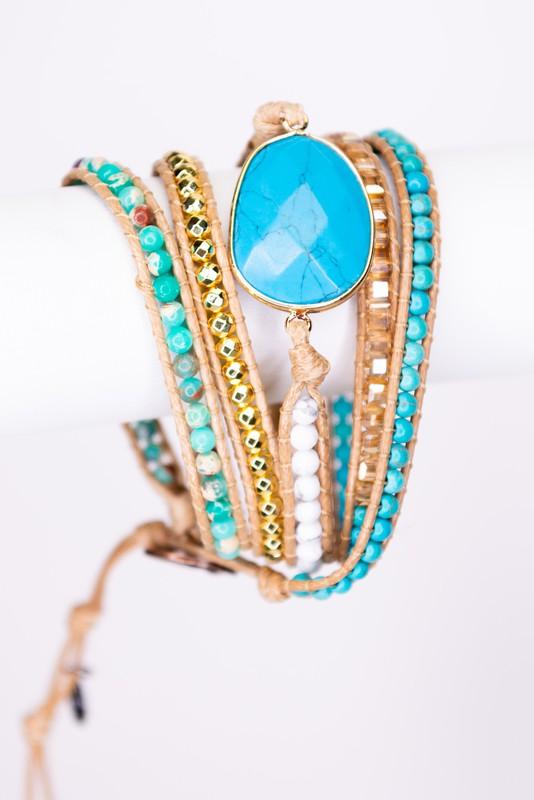 Wrap It Up Beaded Bracelet - Turquoise - Liv Rocks Energy Healing Crystals Shop, Gems + Wholesale Sage