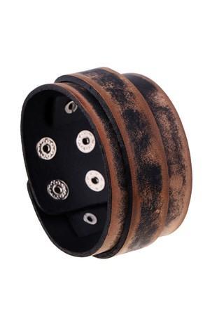 Leather Wide Cuff Bracelet - Black Distressed - Liv Rocks Energy Healing Crystals Shop, Gems + Wholesale Sage