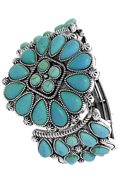 Concho Flower Turquoise Bangle Bracelet